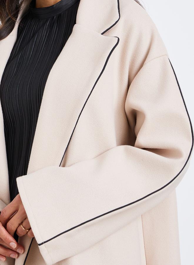 Styli Women Beige Abaya with Contrast Trim Detail - Image 4